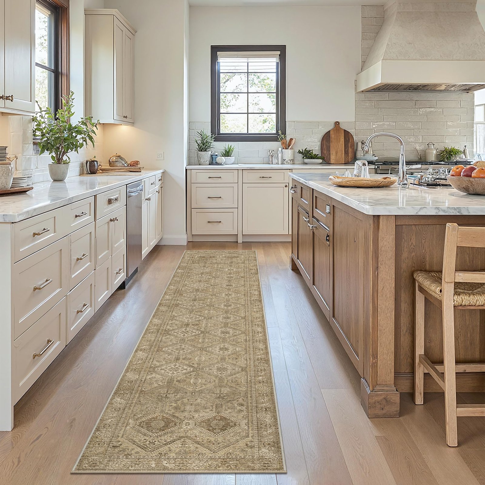 DAIMYO HILLS Washable Runner Rug 2x5, Non Slip Vintage Hallway Runner, Ultra Thin Low Pile Washable Carpet for Kitchen Entryway Bedroom, Brown - Image 313