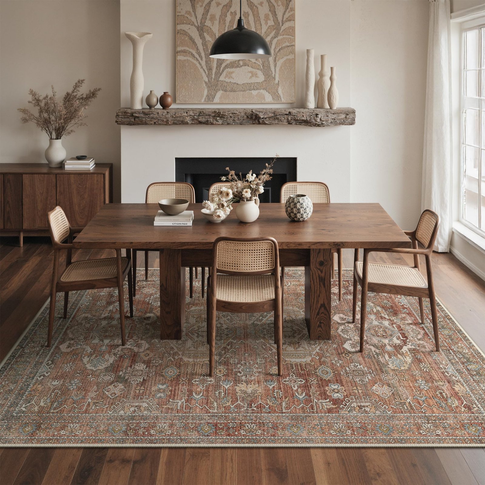 DAIMYO HILLS Washable Runner Rug 2x5, Non Slip Vintage Hallway Runner, Ultra Thin Low Pile Washable Carpet for Kitchen Entryway Bedroom, Brown - Image 101