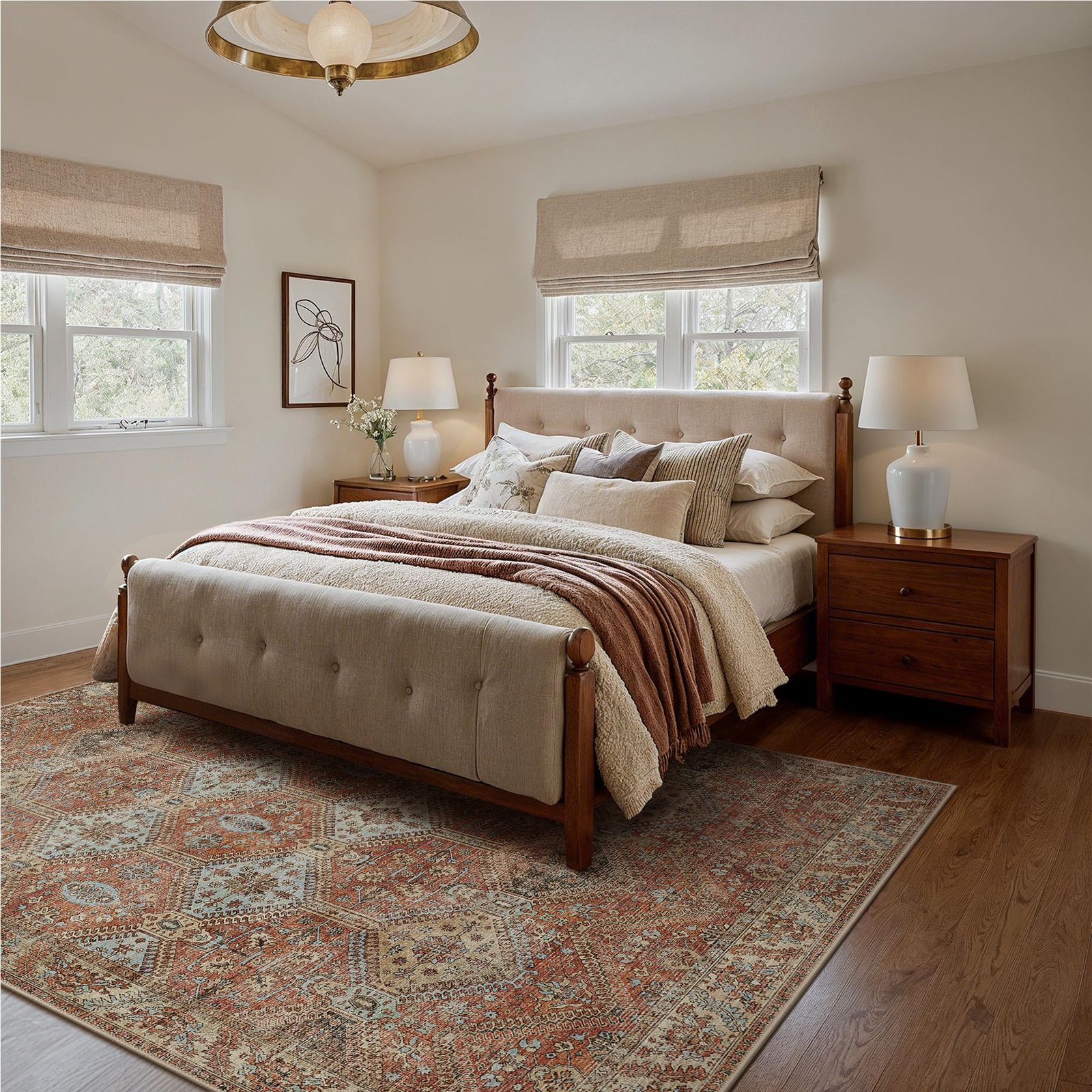 DAIMYO HILLS Washable Runner Rug 2x5, Non Slip Vintage Hallway Runner, Ultra Thin Low Pile Washable Carpet for Kitchen Entryway Bedroom, Brown - Image 176