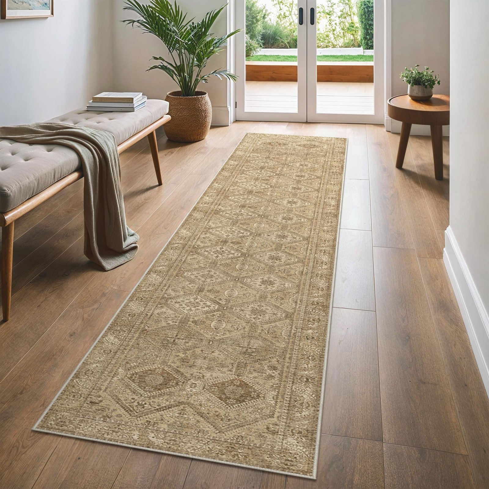 DAIMYO HILLS Washable Runner Rug 2x5, Non Slip Vintage Hallway Runner, Ultra Thin Low Pile Washable Carpet for Kitchen Entryway Bedroom, Brown - Image 312