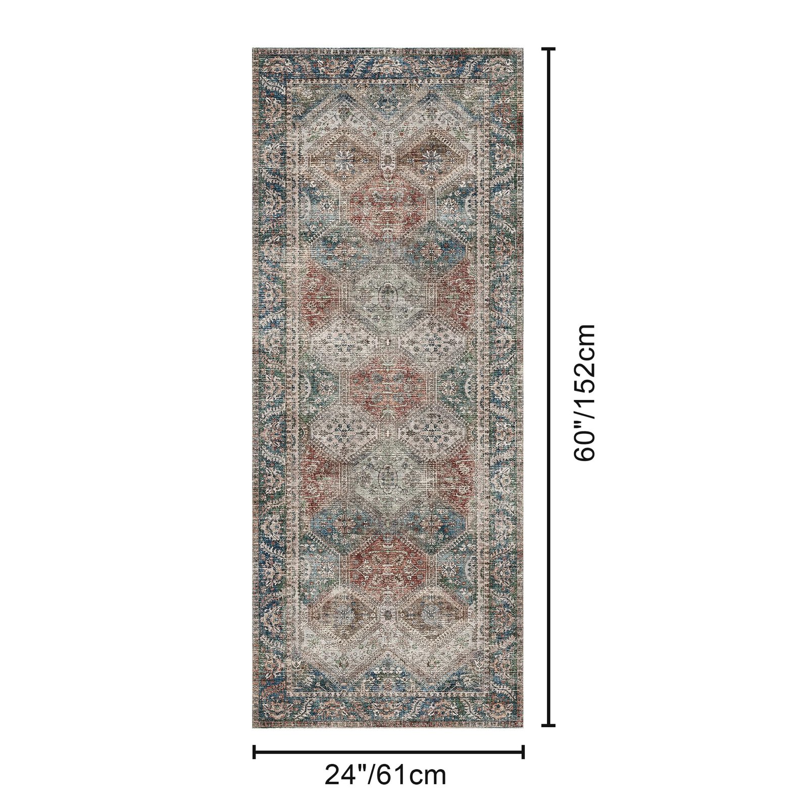 DAIMYO HILLS Washable Runner Rug 2x5, Non Slip Vintage Hallway Runner, Ultra Thin Low Pile Washable Carpet for Kitchen Entryway Bedroom, Brown - Image 270