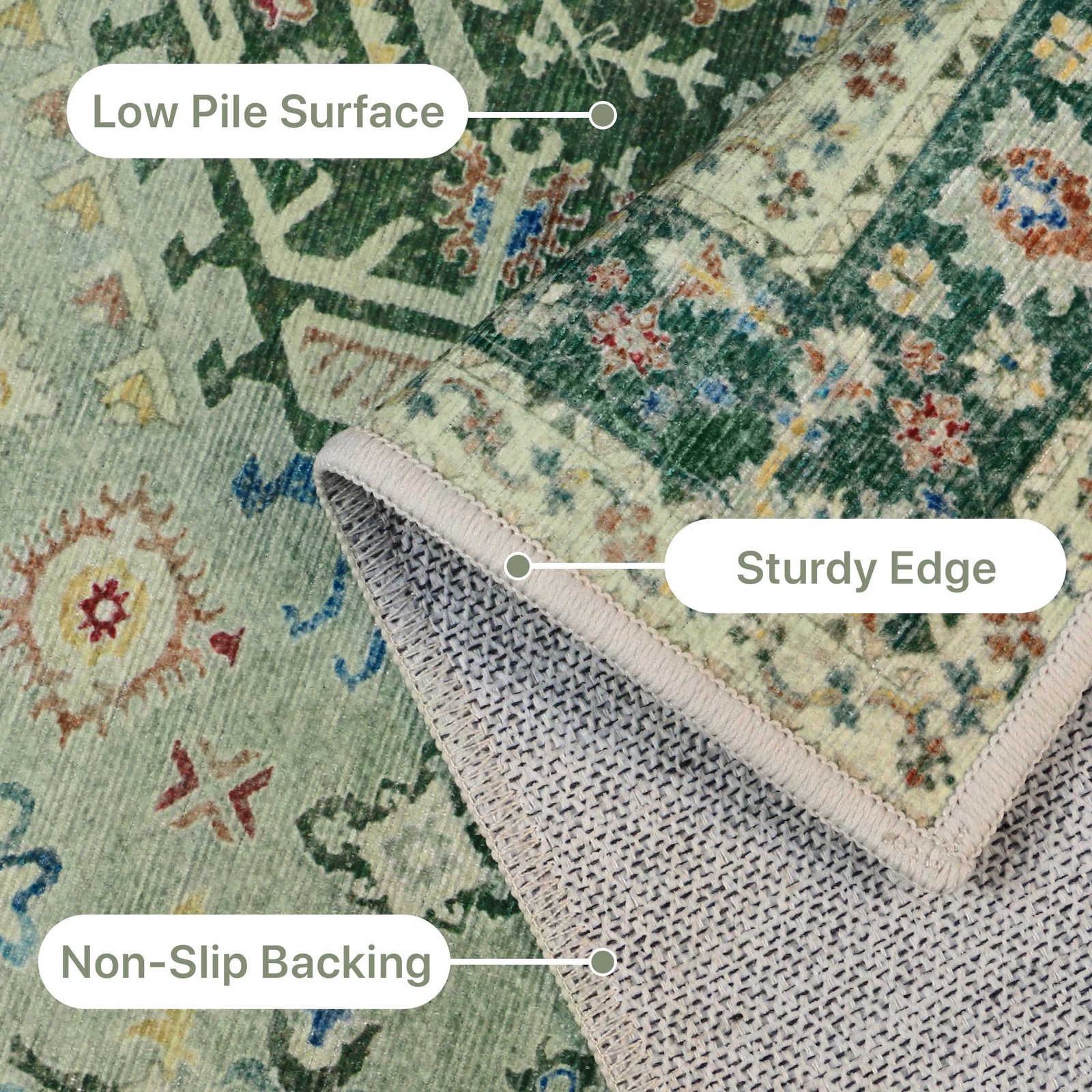 DAIMYO HILLS Washable Runner Rug 2x5, Non Slip Vintage Hallway Runner, Ultra Thin Low Pile Washable Carpet for Kitchen Entryway Bedroom, Brown - Image 213