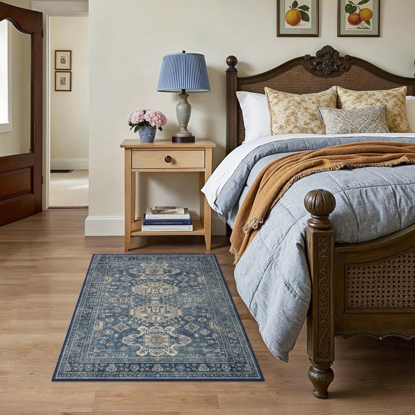 DAIMYO HILLS Washable Runner Rug 2x5, Non Slip Vintage Hallway Runner, Ultra Thin Low Pile Washable Carpet for Kitchen Entryway Bedroom, Brown - Image 4