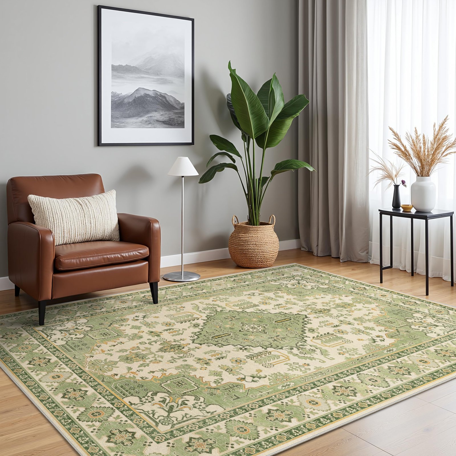 DAIMYO HILLS Washable Runner Rug 2x5, Non Slip Vintage Hallway Runner, Ultra Thin Low Pile Washable Carpet for Kitchen Entryway Bedroom, Brown - Image 8