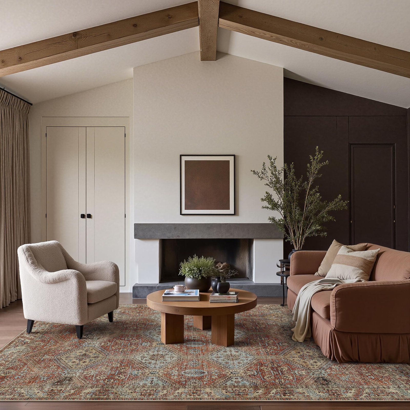 DAIMYO HILLS Washable Runner Rug 2x5, Non Slip Vintage Hallway Runner, Ultra Thin Low Pile Washable Carpet for Kitchen Entryway Bedroom, Brown - Image 178