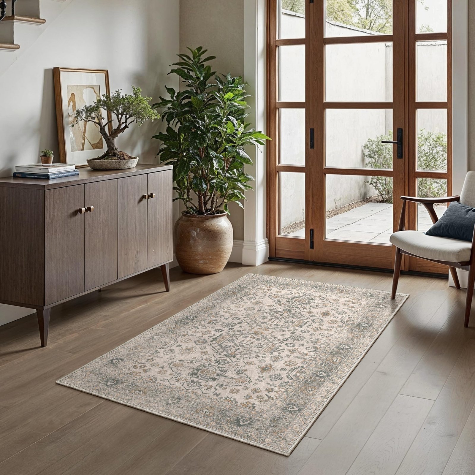 DAIMYO HILLS Washable Runner Rug 2x5, Non Slip Vintage Hallway Runner, Ultra Thin Low Pile Washable Carpet for Kitchen Entryway Bedroom, Brown - Image 325