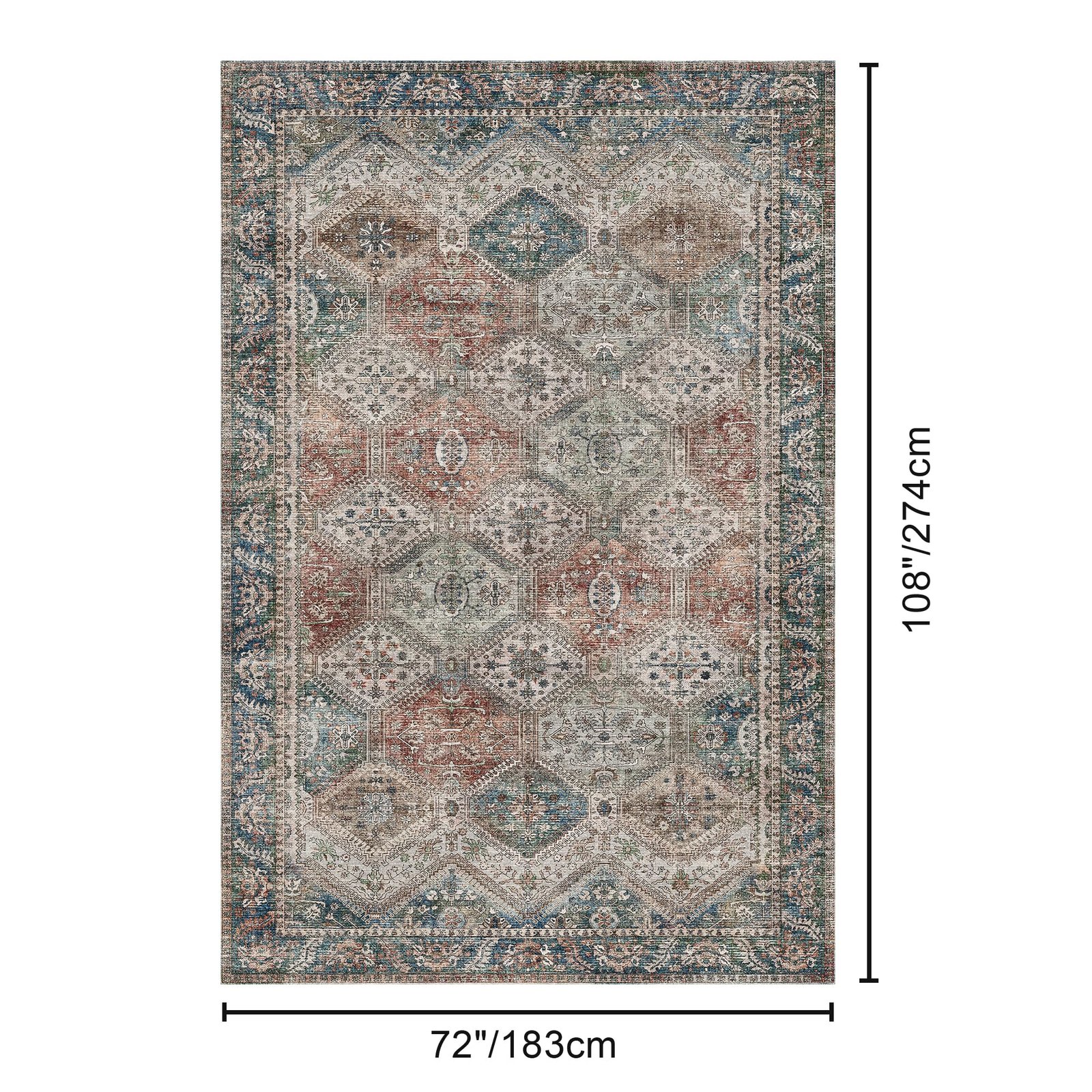 DAIMYO HILLS Washable Runner Rug 2x5, Non Slip Vintage Hallway Runner, Ultra Thin Low Pile Washable Carpet for Kitchen Entryway Bedroom, Brown - Image 229