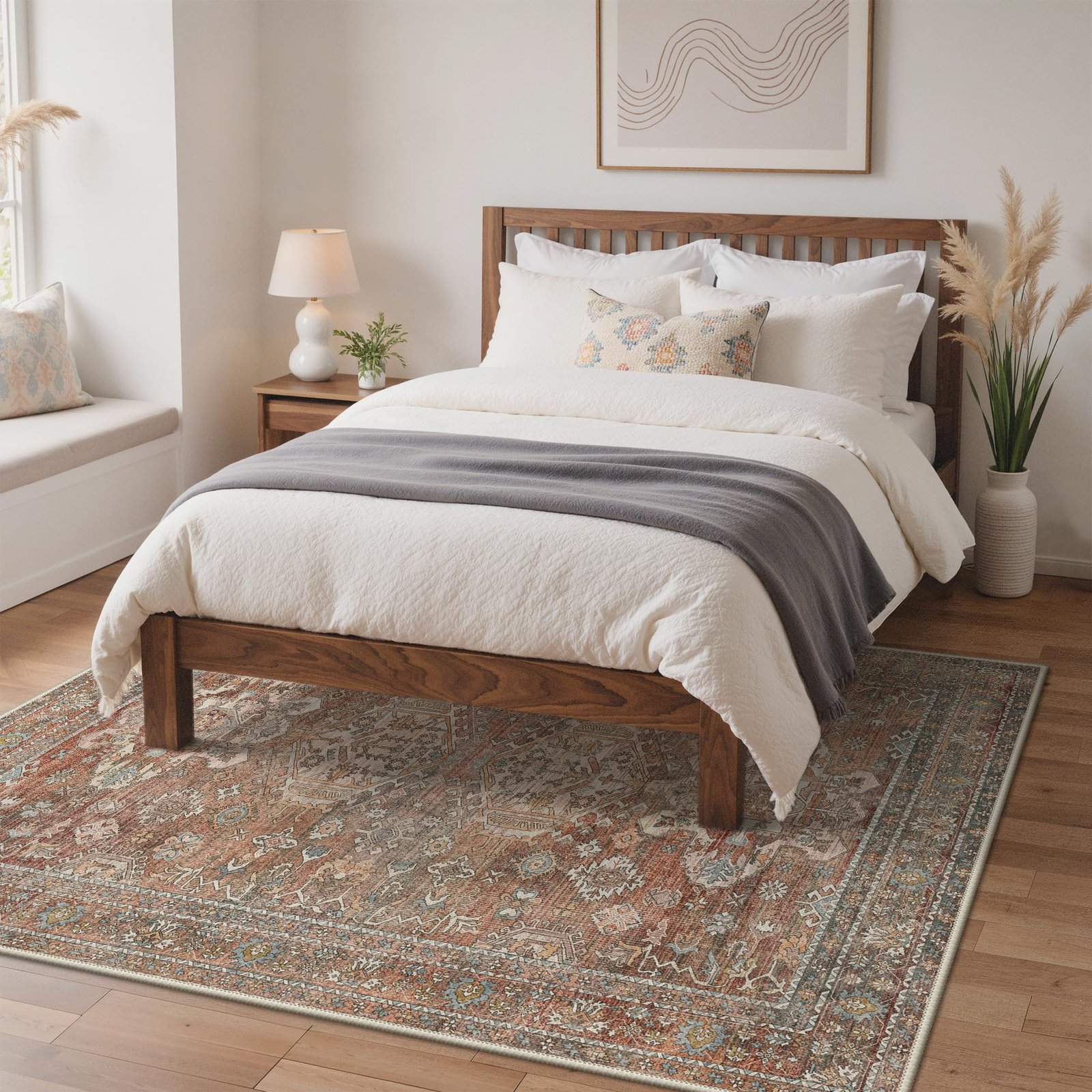 DAIMYO HILLS Washable Runner Rug 2x5, Non Slip Vintage Hallway Runner, Ultra Thin Low Pile Washable Carpet for Kitchen Entryway Bedroom, Brown - Image 59