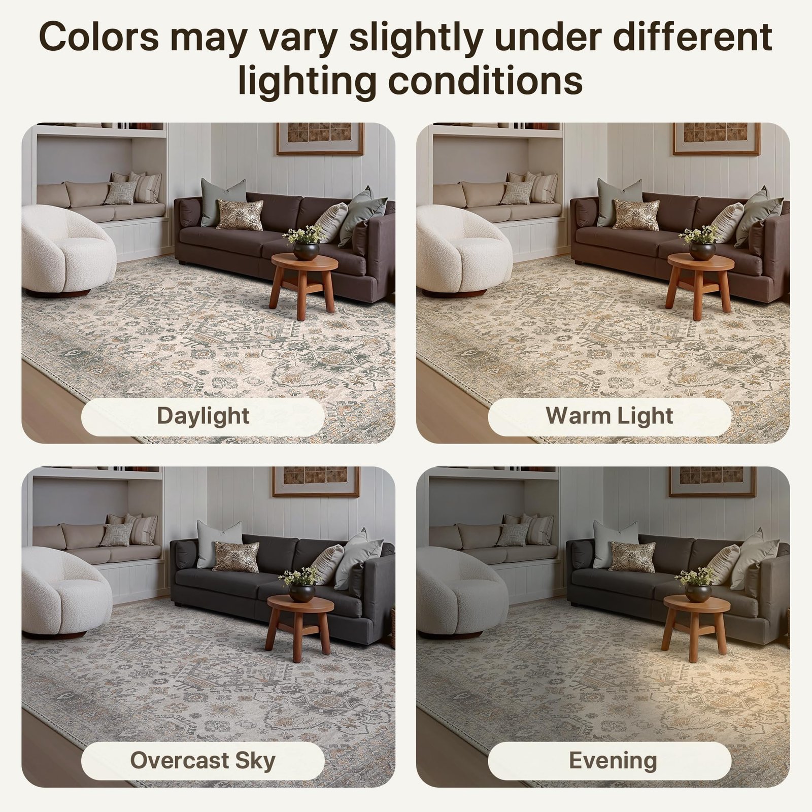 DAIMYO HILLS Washable Runner Rug 2x5, Non Slip Vintage Hallway Runner, Ultra Thin Low Pile Washable Carpet for Kitchen Entryway Bedroom, Brown - Image 280