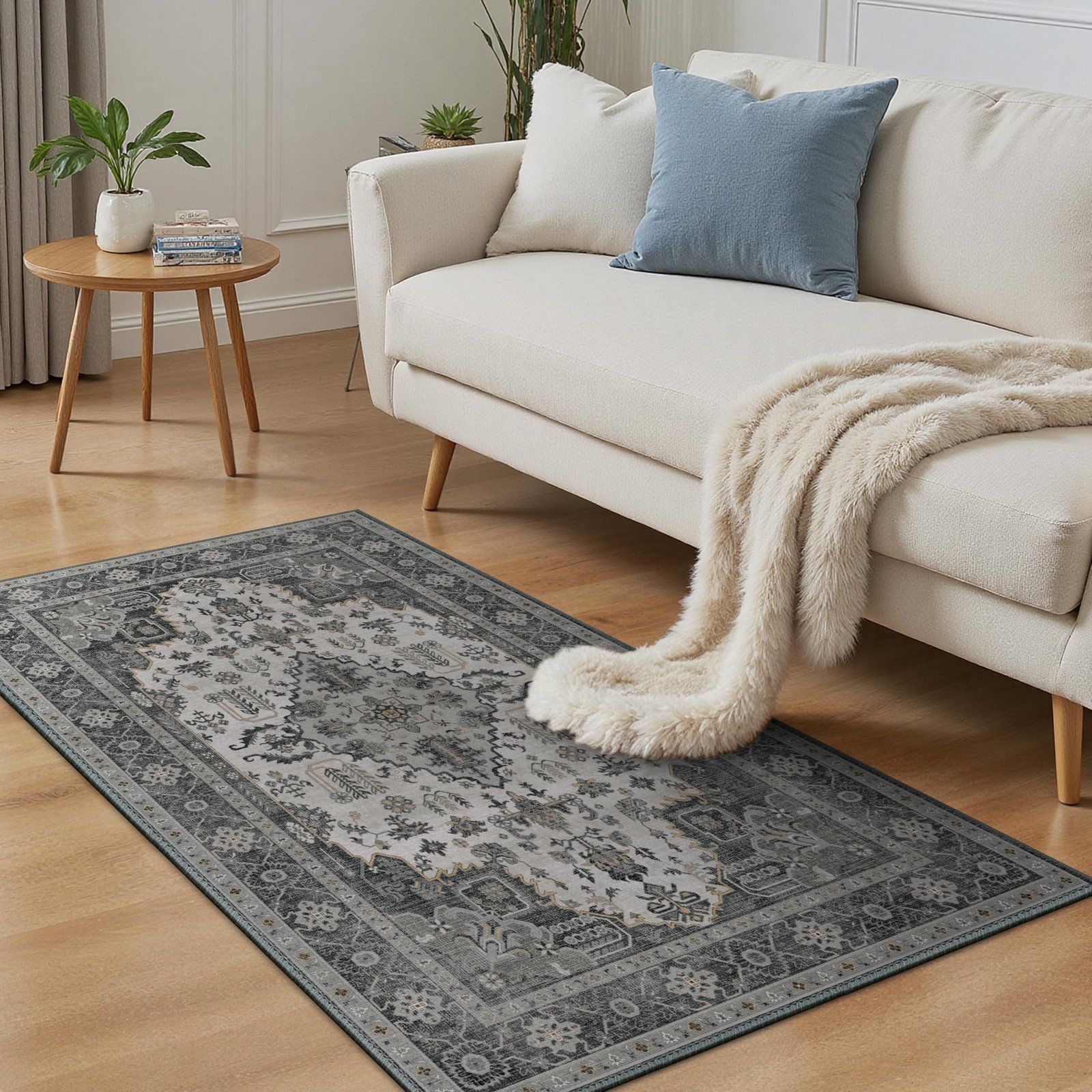 DAIMYO HILLS Washable Runner Rug 2x5, Non Slip Vintage Hallway Runner, Ultra Thin Low Pile Washable Carpet for Kitchen Entryway Bedroom, Brown - Image 324