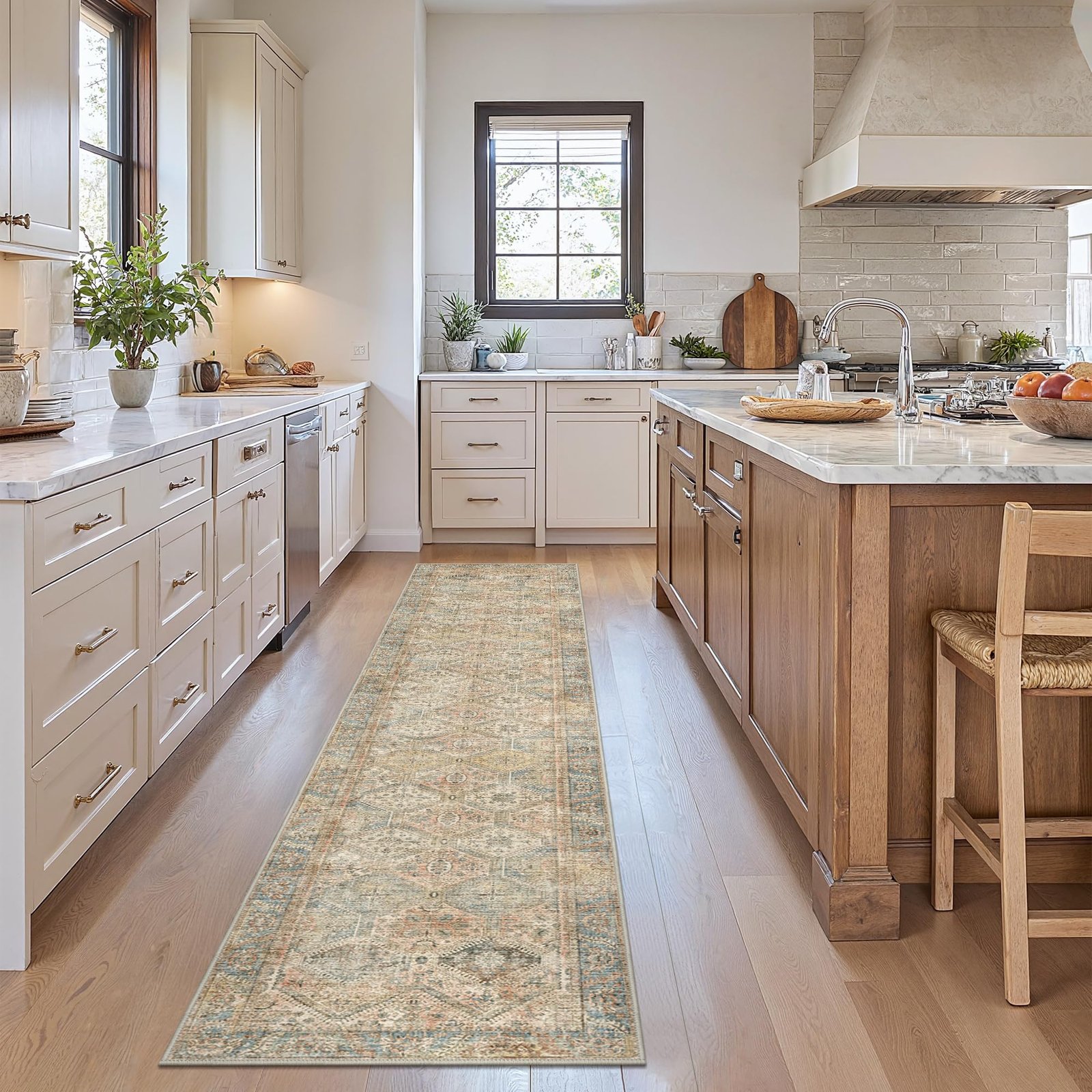 DAIMYO HILLS Washable Runner Rug 2x5, Non Slip Vintage Hallway Runner, Ultra Thin Low Pile Washable Carpet for Kitchen Entryway Bedroom, Brown - Image 291