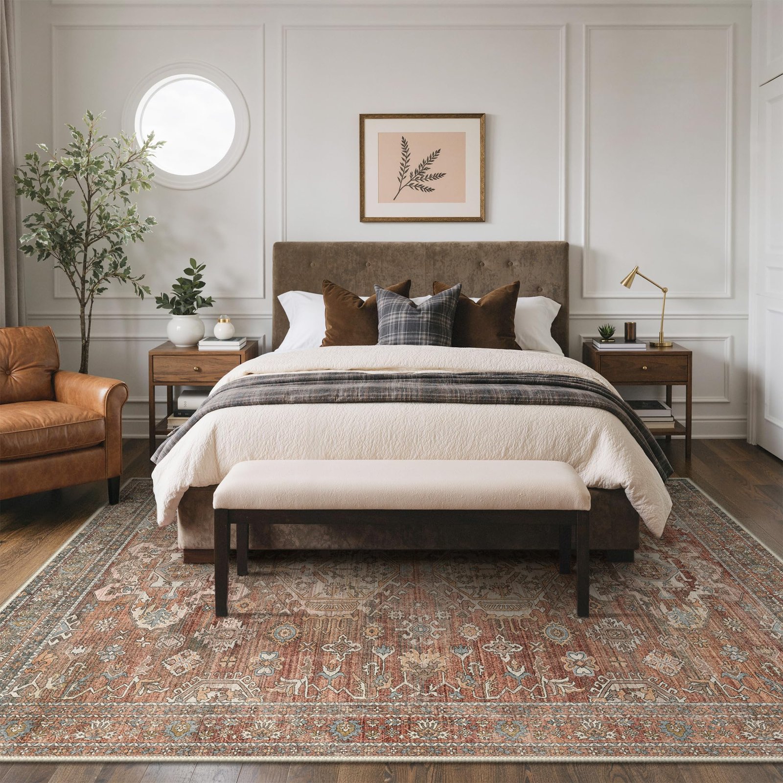 DAIMYO HILLS Washable Runner Rug 2x5, Non Slip Vintage Hallway Runner, Ultra Thin Low Pile Washable Carpet for Kitchen Entryway Bedroom, Brown - Image 102