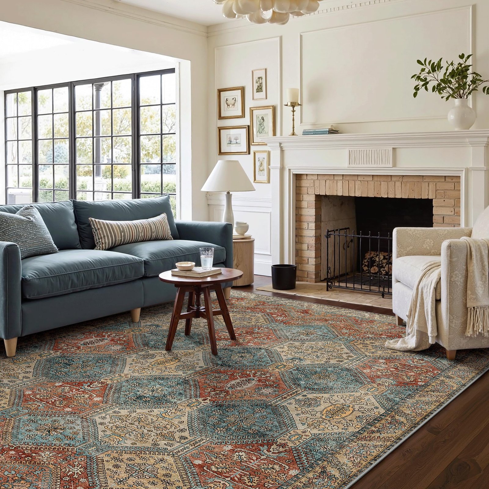 DAIMYO HILLS Washable Runner Rug 2x5, Non Slip Vintage Hallway Runner, Ultra Thin Low Pile Washable Carpet for Kitchen Entryway Bedroom, Brown - Image 126