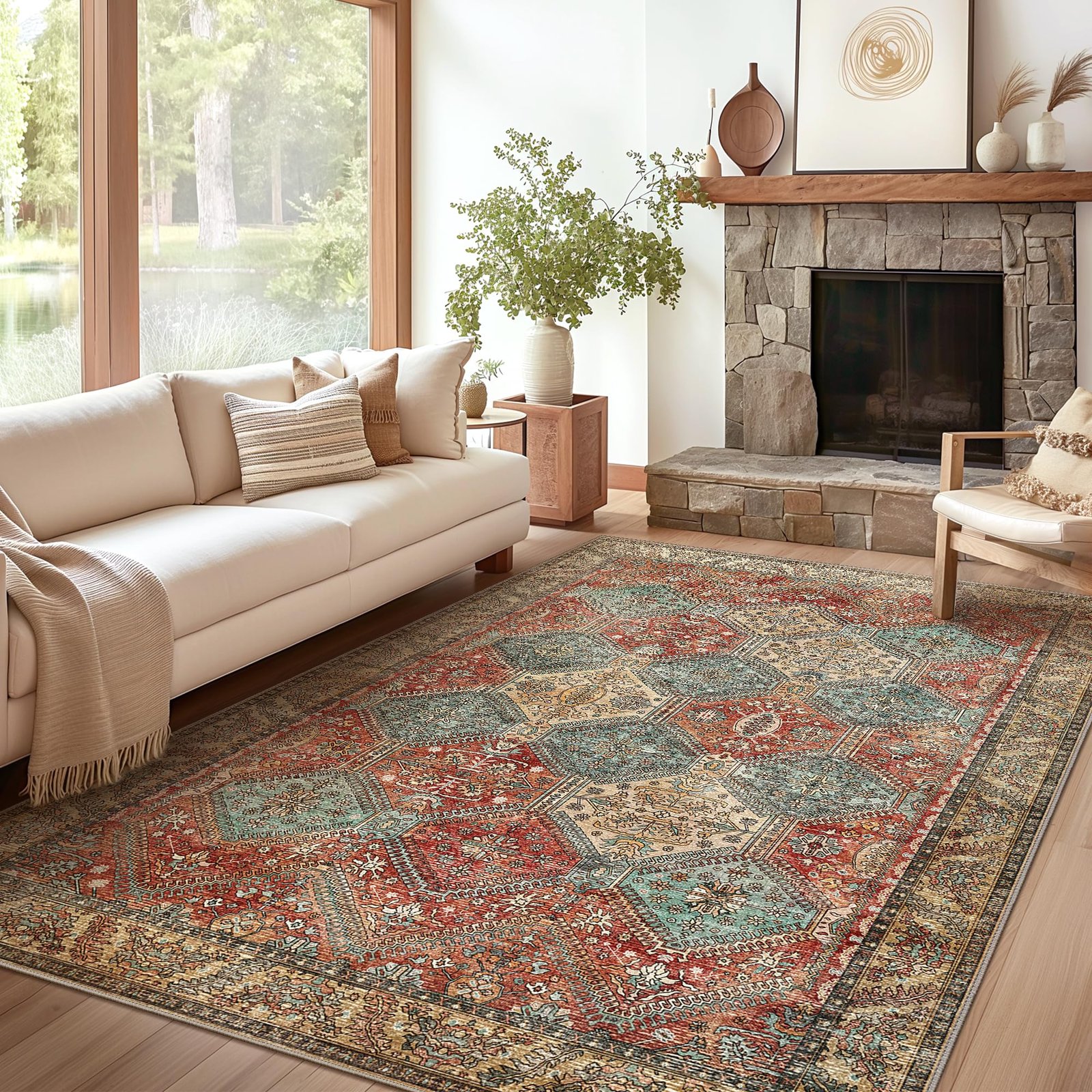 DAIMYO HILLS Washable Runner Rug 2x5, Non Slip Vintage Hallway Runner, Ultra Thin Low Pile Washable Carpet for Kitchen Entryway Bedroom, Brown - Image 40