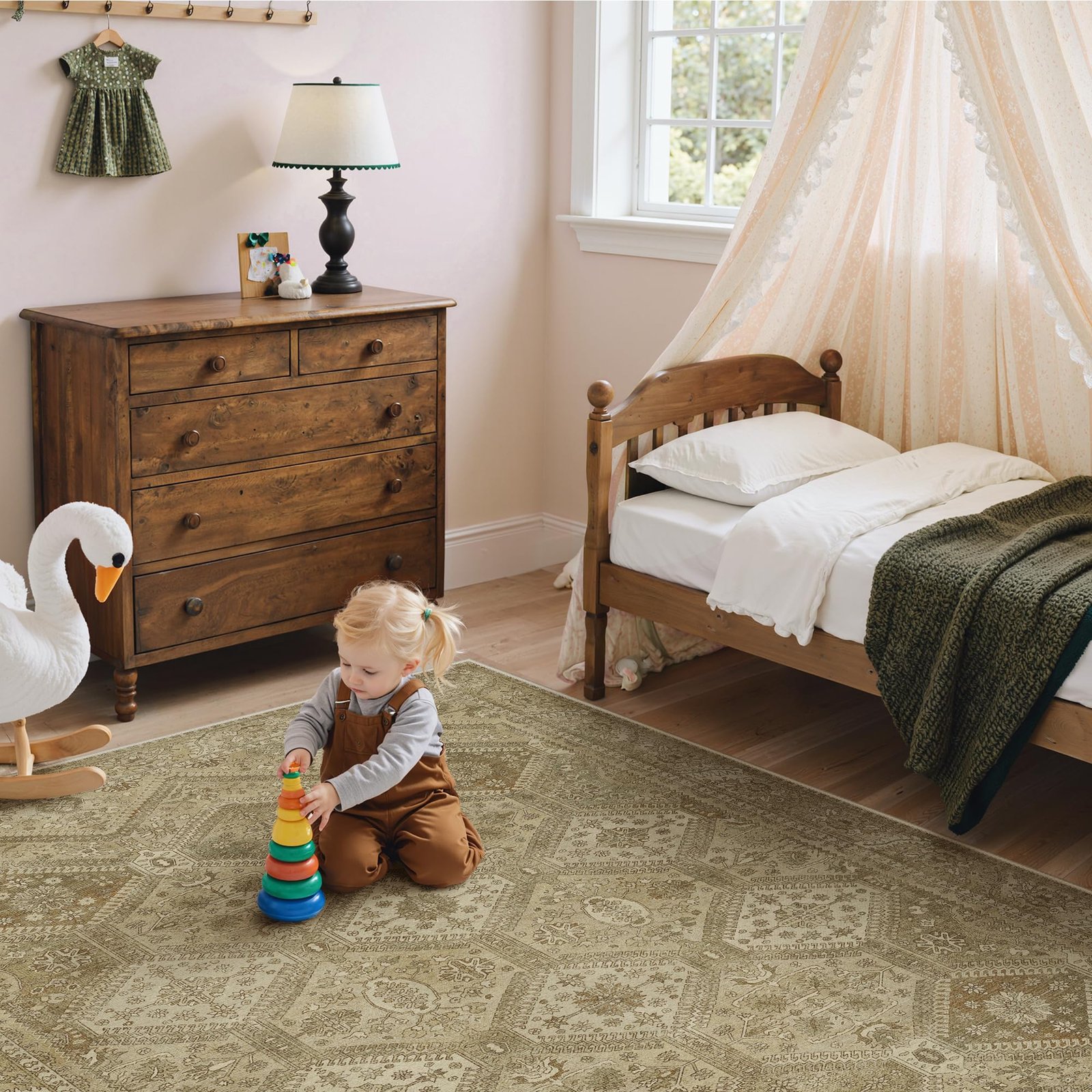 DAIMYO HILLS Washable Runner Rug 2x5, Non Slip Vintage Hallway Runner, Ultra Thin Low Pile Washable Carpet for Kitchen Entryway Bedroom, Brown - Image 221