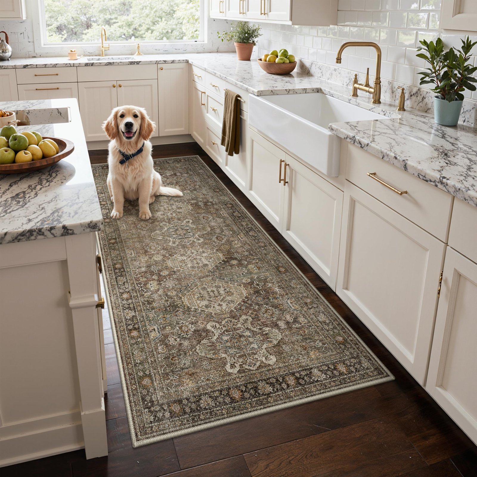 DAIMYO HILLS Washable Runner Rug 2x5, Non Slip Vintage Hallway Runner, Ultra Thin Low Pile Washable Carpet for Kitchen Entryway Bedroom, Brown - Image 27