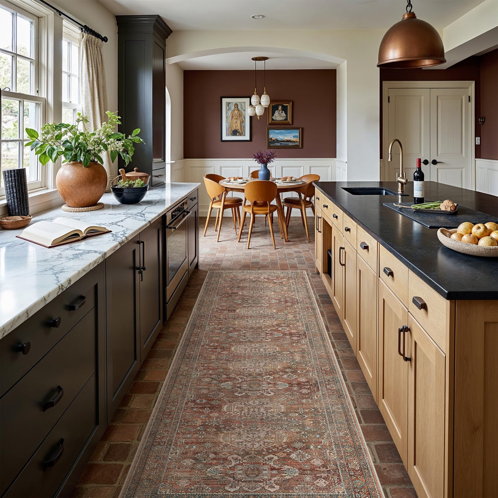 DAIMYO HILLS Washable Runner Rug 2x5, Non Slip Vintage Hallway Runner, Ultra Thin Low Pile Washable Carpet for Kitchen Entryway Bedroom, Brown - Image 15