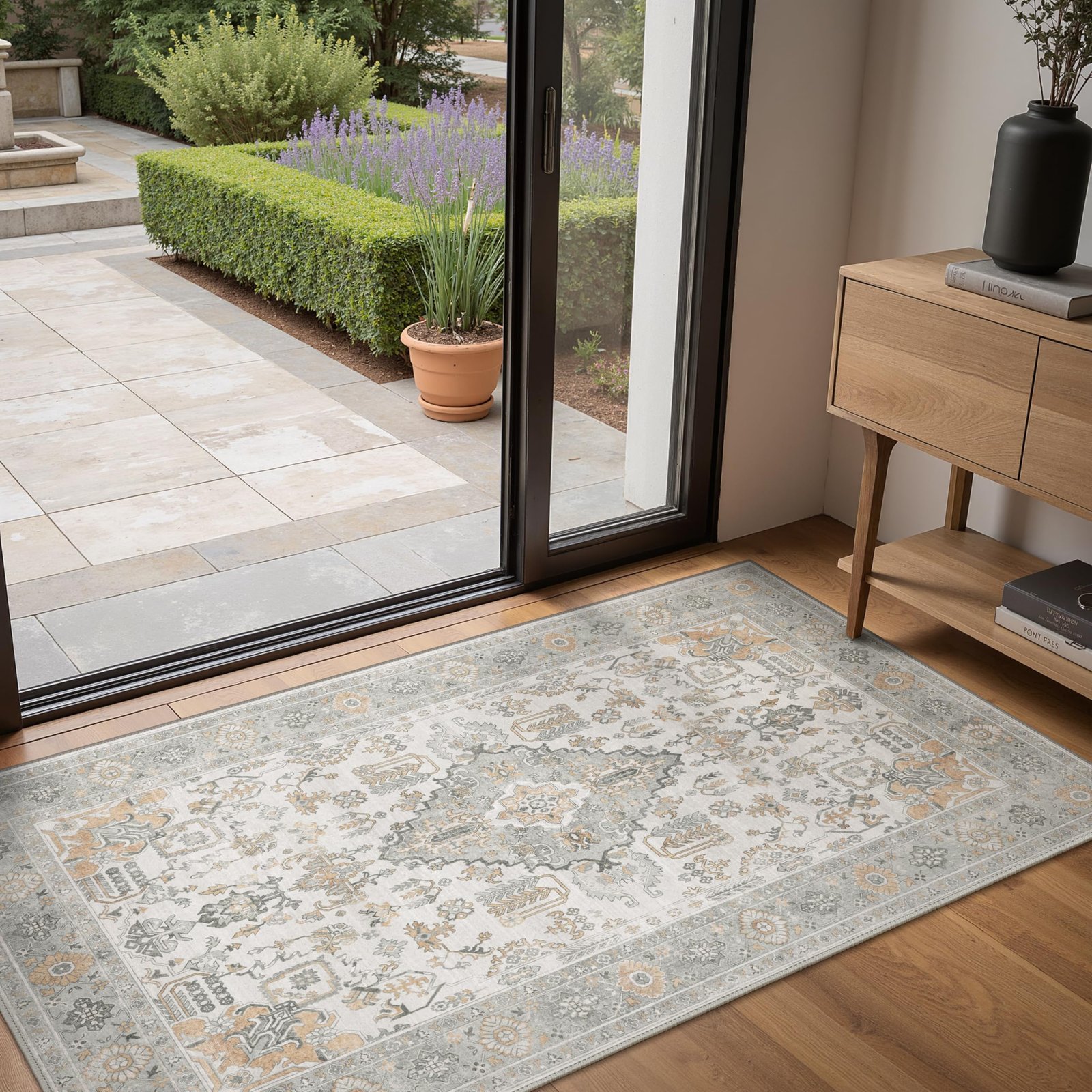 DAIMYO HILLS Washable Runner Rug 2x5, Non Slip Vintage Hallway Runner, Ultra Thin Low Pile Washable Carpet for Kitchen Entryway Bedroom, Brown - Image 64